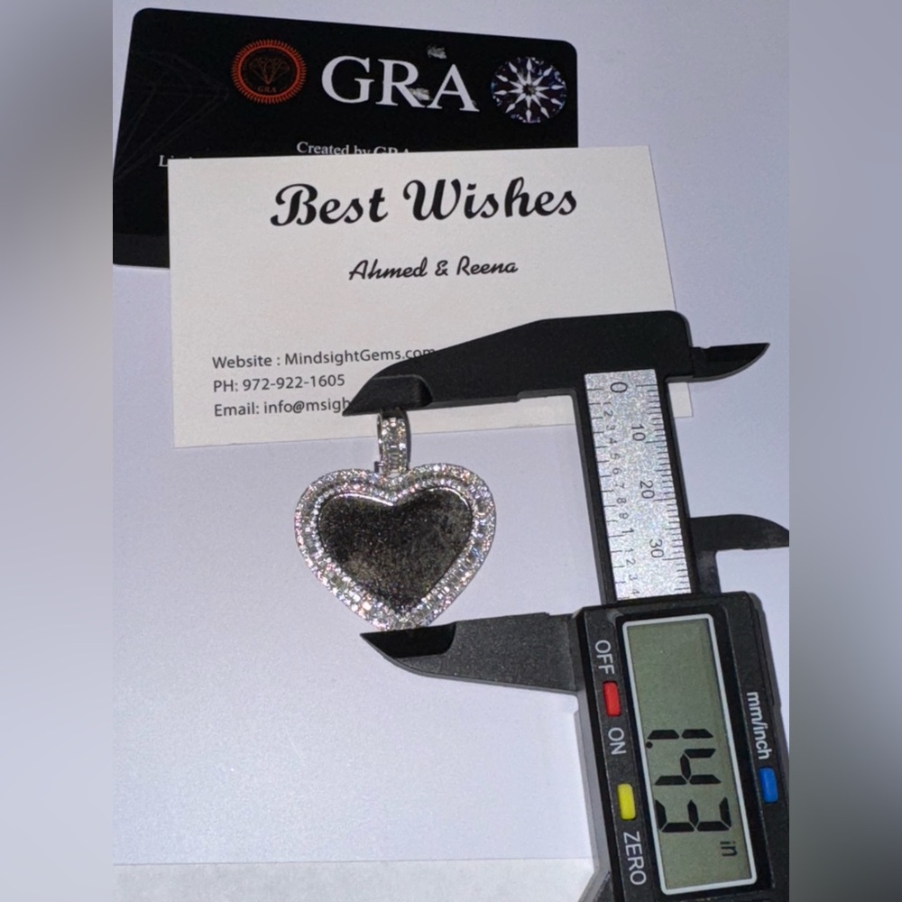 VVS Diamond Heart Memory Picture Pendant, Memorial Keepsake Jewelry Memory Charm - Picture 5 of 9
